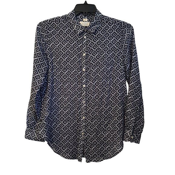 Ann Taylor Loft The Softened Shirt Button-Up Geometric Print Long Sleeve Sz  Med - Picture 1 of 12